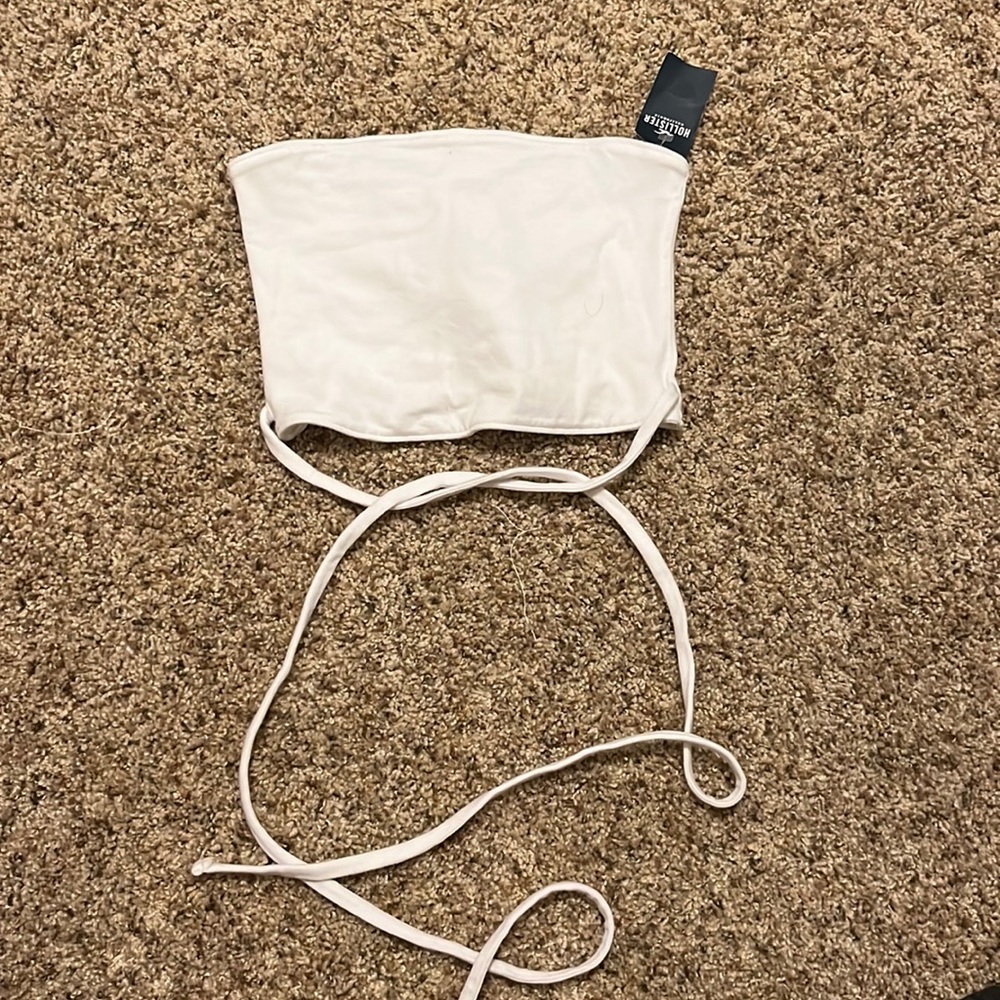 Hollister white tube top with wraparound strings